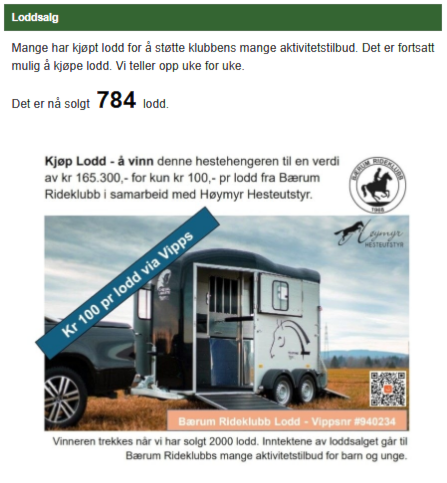 Image for Loddsalg for støtte til klubben
